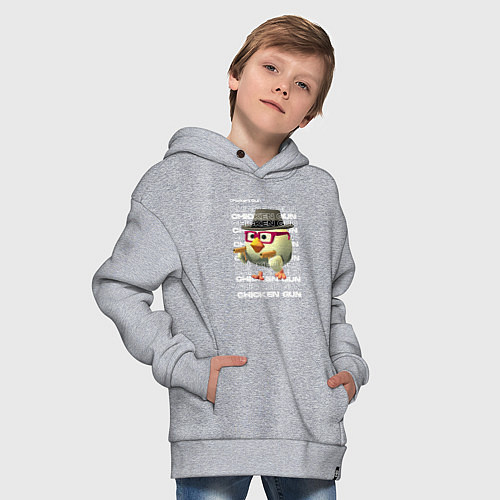 Детское худи оверсайз Чикин ган - ципленок с пистолетом / Меланж – фото 4