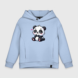 Толстовка оверсайз детская Забавная маленькая панда, цвет: мягкое небо