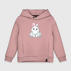 Толстовка оверсайз детская Пушистый аниме кролик, цвет: пыльно-розовый