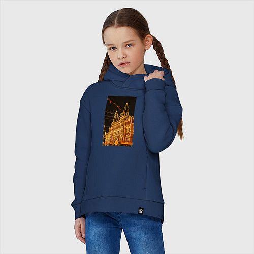 Детское худи оверсайз Столица в праздничных огнях / Тёмно-синий – фото 3