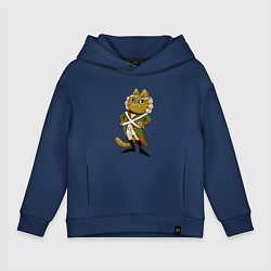 Толстовка оверсайз детская Кот-солдат, цвет: тёмно-синий