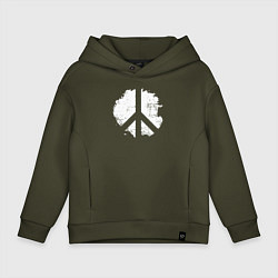 Толстовка оверсайз детская White peace, цвет: хаки