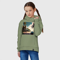 Толстовка оверсайз детская Солнечный Майами, цвет: авокадо — фото 2