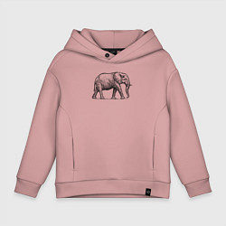 Толстовка оверсайз детская Слон гуляет, цвет: пыльно-розовый