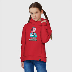 Толстовка оверсайз детская Minecraft девушка с розовыми волосами, цвет: красный — фото 2