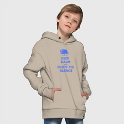 Толстовка оверсайз детская Keep calm and enjoy the silence, цвет: миндальный — фото 2