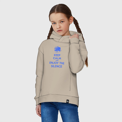 Детское худи оверсайз Keep calm and enjoy the silence / Миндальный – фото 3