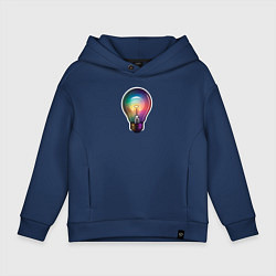 Толстовка оверсайз детская Радужная электрическая лампочка, цвет: тёмно-синий