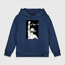 Толстовка оверсайз детская Ван Пис Луффи Монки Д, цвет: тёмно-синий
