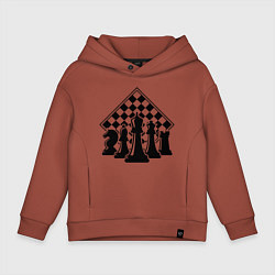 Толстовка оверсайз детская The chessboard, цвет: кирпичный