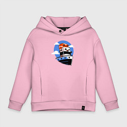 Толстовка оверсайз детская Вкусная суши-любовь на Титанике, цвет: светло-розовый