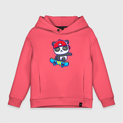 Толстовка оверсайз детская Panda skater, цвет: коралловый