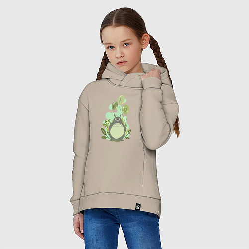 Детское худи оверсайз Green Totoro / Миндальный – фото 3