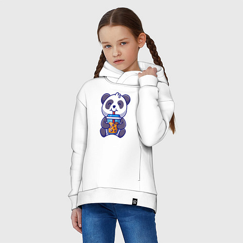 Детское худи оверсайз Drinking panda / Белый – фото 3