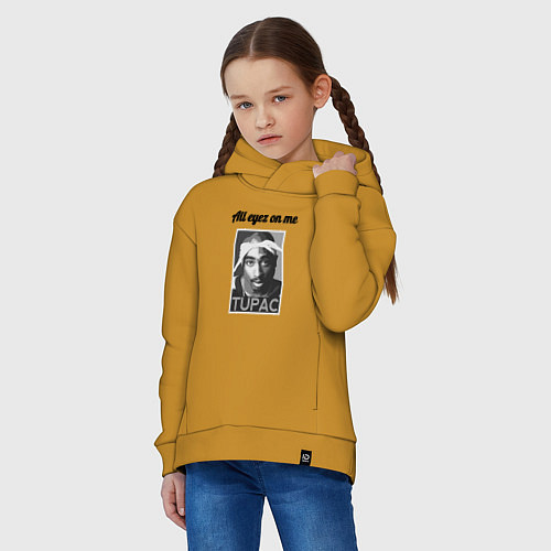 Детское худи оверсайз 2pac Art All eayz on me / Горчичный – фото 3