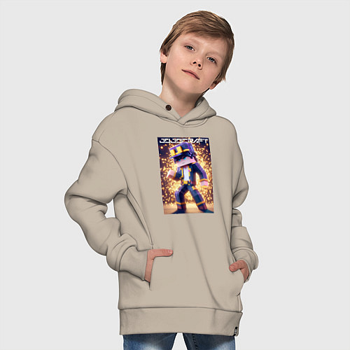 Детское худи оверсайз Jojo and Minecraft - collaboration ai art / Миндальный – фото 4
