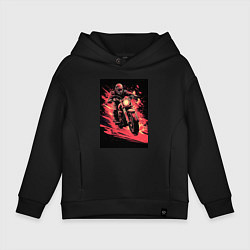 Толстовка оверсайз детская Мотокросс красные брызги, цвет: черный