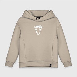 Толстовка оверсайз детская Знак школы змеи с потертостями - Ведьмак 3, цвет: миндальный