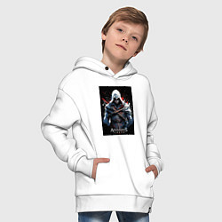 Толстовка оверсайз детская Assassins creed огненный фон, цвет: белый — фото 2