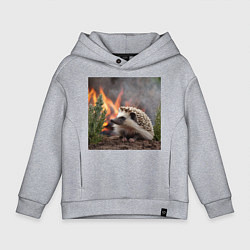 Толстовка оверсайз детская Ёжик в огне, цвет: меланж