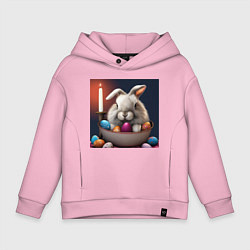 Толстовка оверсайз детская Пасхальный зайчик при свечах, цвет: светло-розовый