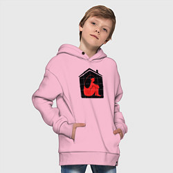 Толстовка оверсайз детская Сижу дома, цвет: светло-розовый — фото 2