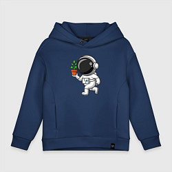 Толстовка оверсайз детская Космонавт флорист, цвет: тёмно-синий