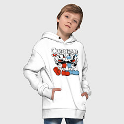 Толстовка оверсайз детская Cuphead and Mugman, цвет: белый — фото 2