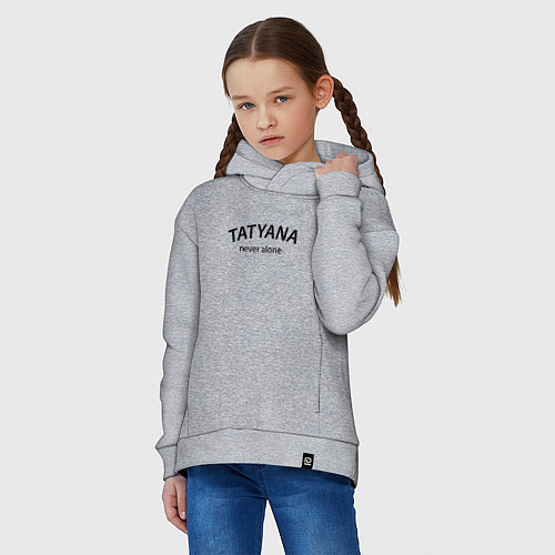 Детское худи оверсайз Tatyana never alone - motto / Меланж – фото 3