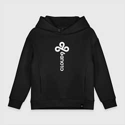 Толстовка оверсайз детская Cloud9 - vertical logo, цвет: черный