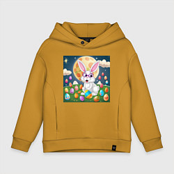Толстовка оверсайз детская Зайчик ботаник, цвет: горчичный