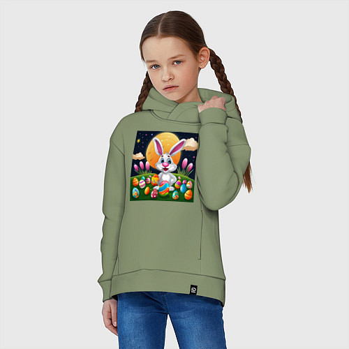 Детское худи оверсайз Ушастик и луна / Авокадо – фото 3