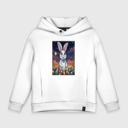 Толстовка оверсайз детская Ночной кролик, цвет: белый