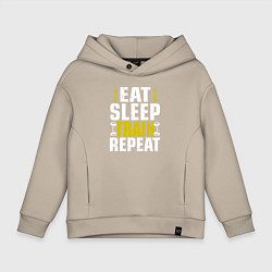 Толстовка оверсайз детская Eat sleep train, цвет: миндальный