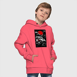 Толстовка оверсайз детская Мазда mx5 miata, цвет: коралловый — фото 2