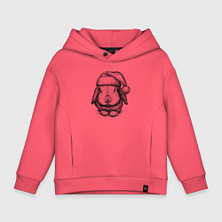 Толстовка оверсайз детская Новогодний зайченок, цвет: коралловый