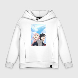 Толстовка оверсайз детская Милый во Франксе Хиро, цвет: белый