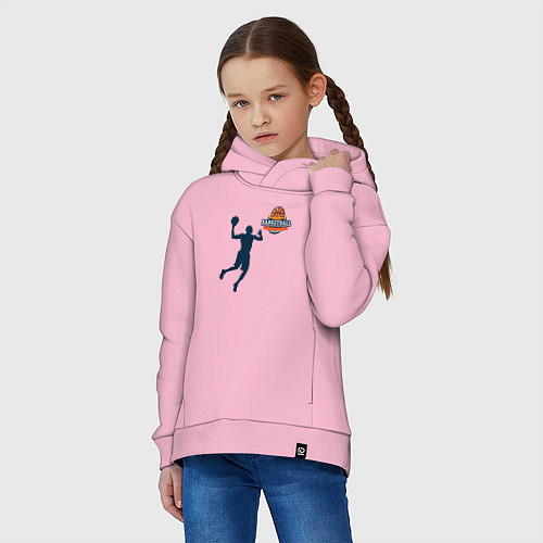 Детское худи оверсайз Игрок в баскетбол basketball / Светло-розовый – фото 3