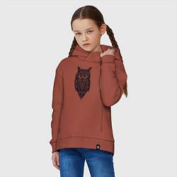 Толстовка оверсайз детская Узорчатая сова, цвет: кирпичный — фото 2