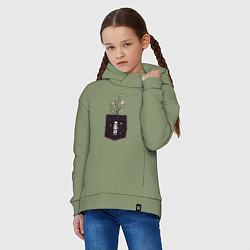 Толстовка оверсайз детская Космический карман, цвет: авокадо — фото 2