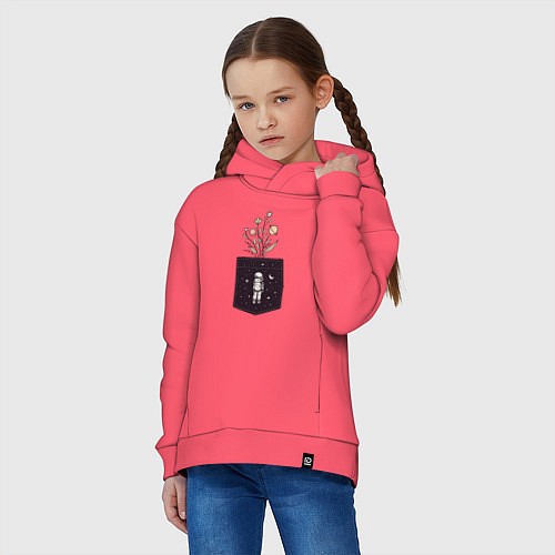 Детское худи оверсайз Космический карман / Коралловый – фото 3