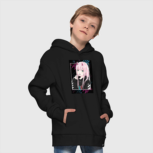 Детское худи оверсайз Zero Two is darling / Черный – фото 4