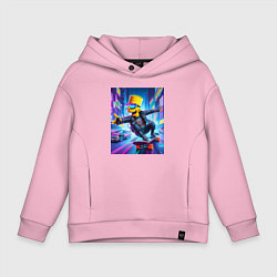 Толстовка оверсайз детская Барт Симпсон на скейтборде - нейросеть, цвет: светло-розовый