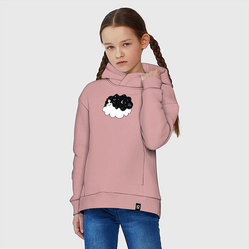 Детское худи оверсайз Космическая девушка на облаке / Пыльно-розовый – фото 3