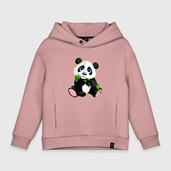 Толстовка оверсайз детская Красивый медведь панда, цвет: пыльно-розовый