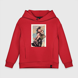 Толстовка оверсайз детская Хяккимару Дороро воин, цвет: красный