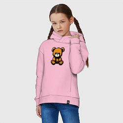 Толстовка оверсайз детская Тедди медведь, цвет: светло-розовый — фото 2