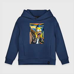 Толстовка оверсайз детская Гомер Симпсон кричит - мем нейросеть, цвет: тёмно-синий