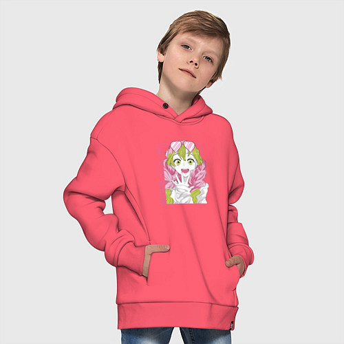 Детское худи оверсайз Митсури - Demon slayer Mitsuri / Коралловый – фото 4