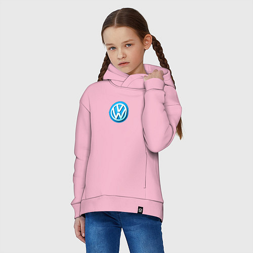 Детское худи оверсайз Volkswagen logo blue / Светло-розовый – фото 3